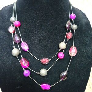 Lane Bryant Triple Strand Glass Bead Necklace